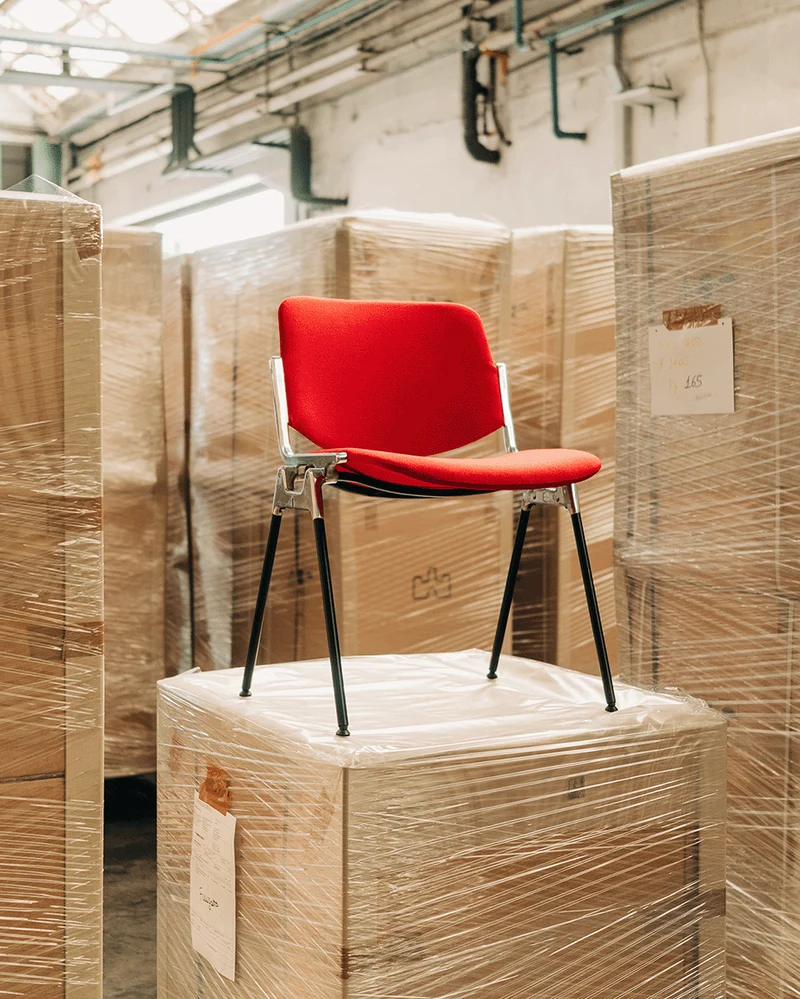 Chaise en tissu rouge et acier chromé DSC 106 - Anonima Castelli