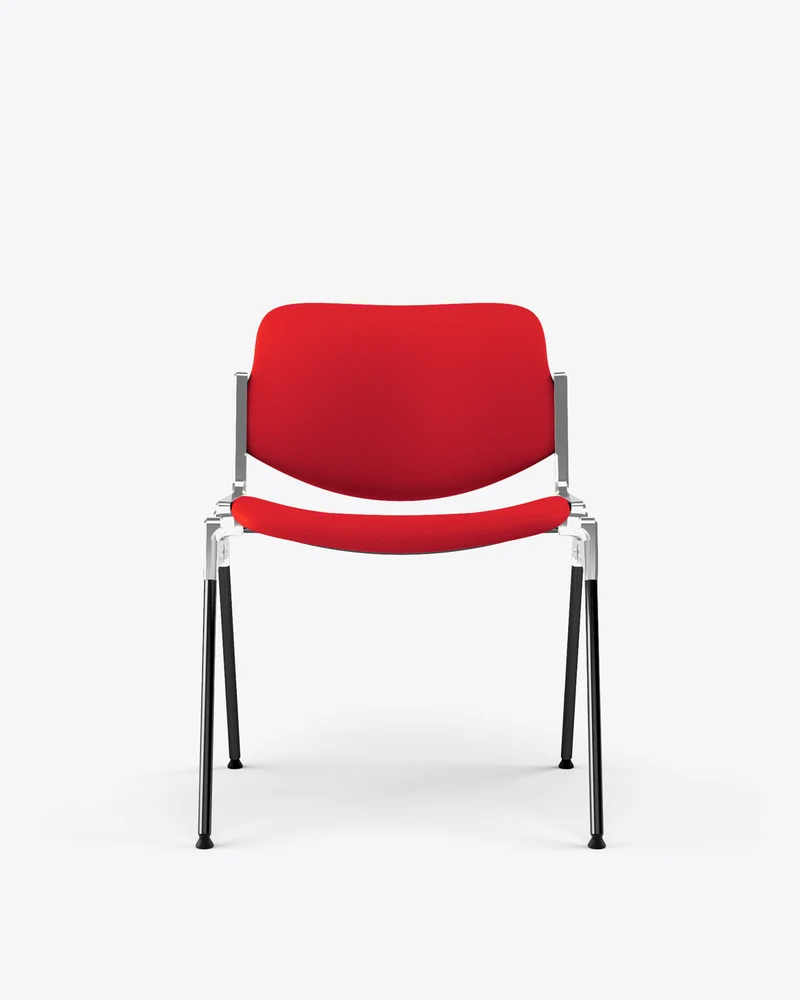 Chaise en tissu rouge et acier chromé DSC 106 - Anonima Castelli