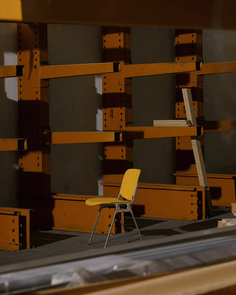 Chaise en tissu orange et acier chromé DSC 106 - Anonima Castelli