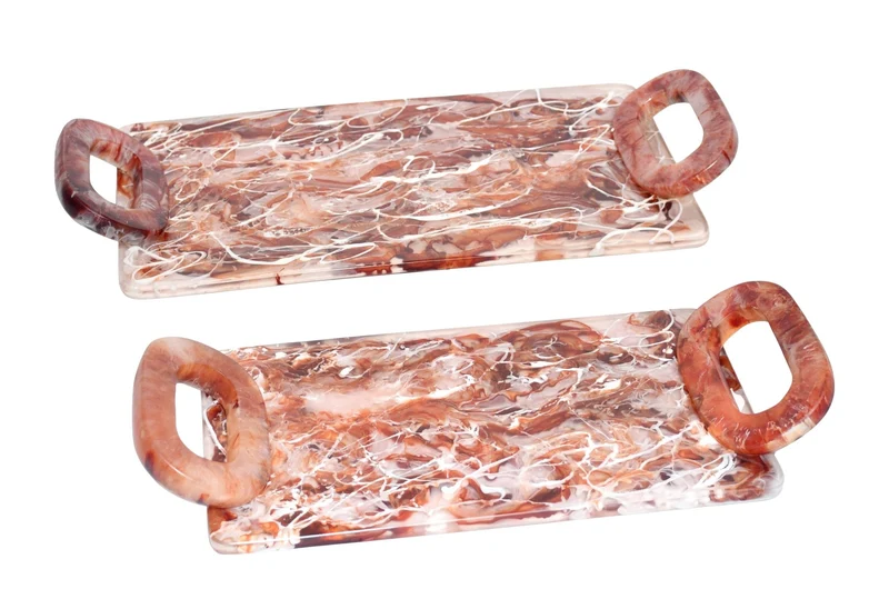 2 plateaux en résine rubis et crème Rih - Versmissen