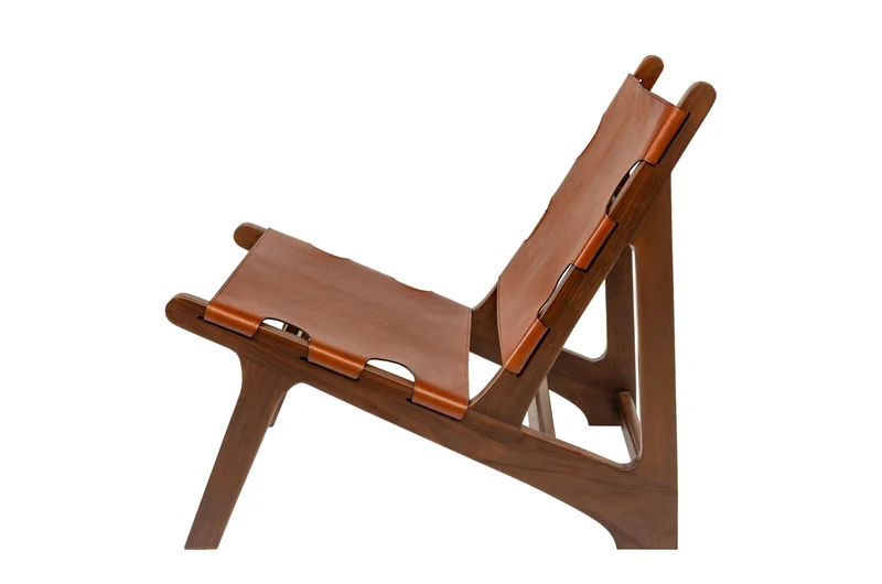 Chaise en teck et cuir naturel 60x82x74cm Nomad - Versmissen