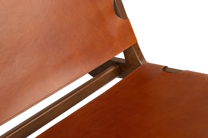 Chaise en teck et cuir naturel 60x82x74cm Nomad - Versmissen