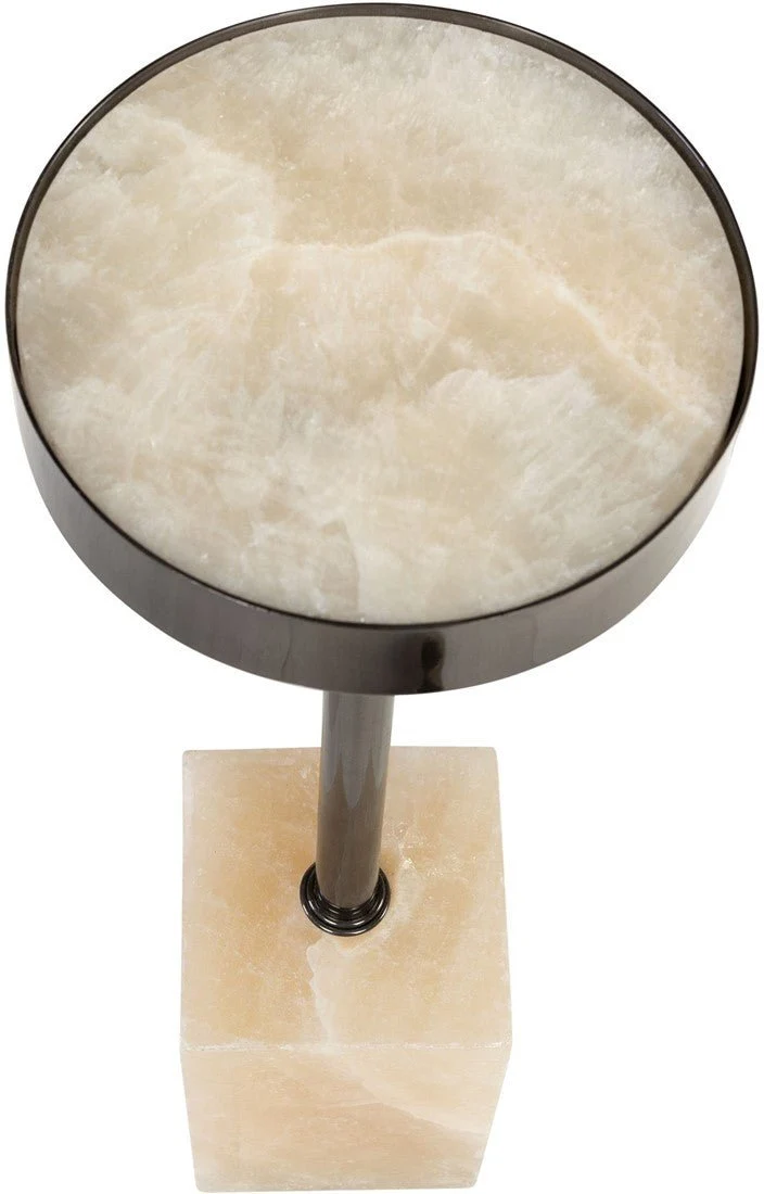 Table d'appoint en acier inoxydable noir et onyx 21x64cm Onp - Versmissen
