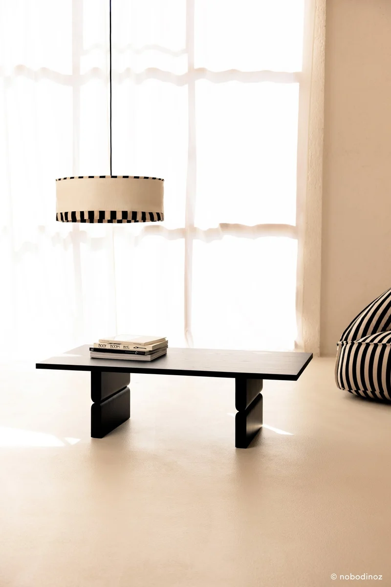 Table basse rectangulaire en bois teinté noir 118 x 58 x 35 cm Noon - Nobodinoz
