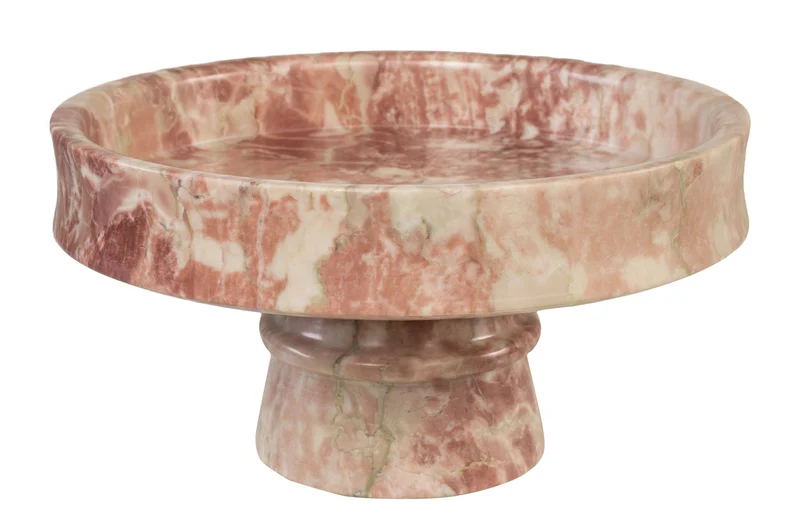 Plateau rond en marbre rose en blanc 30x15cm Calista - Versmissen