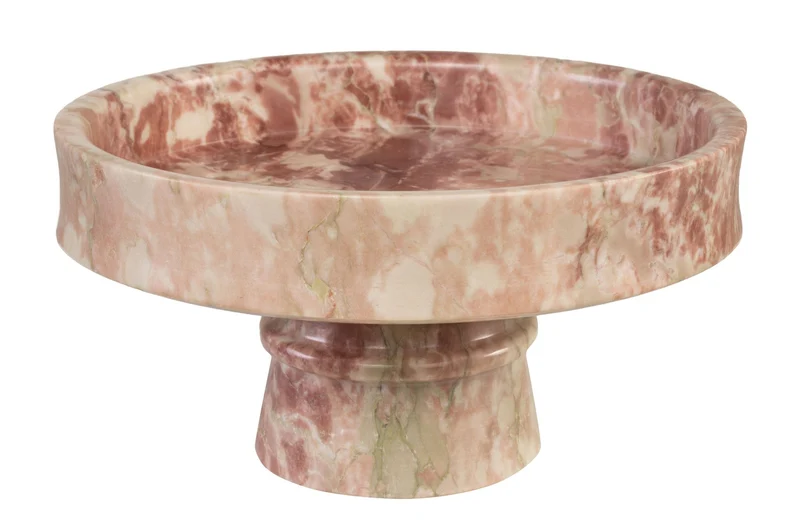 Plateau rond en marbre rose en blanc 30x15cm Calista - Versmissen