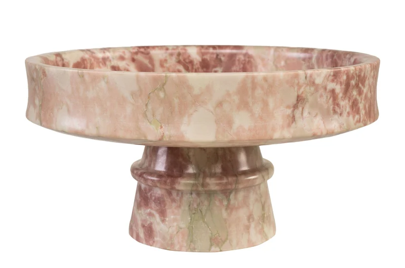 Plateau rond en marbre rose en blanc 30x15cm Calista - Versmissen
