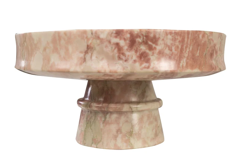 Plateau rond en marbre rose en blanc 30x15cm Calista - Versmissen