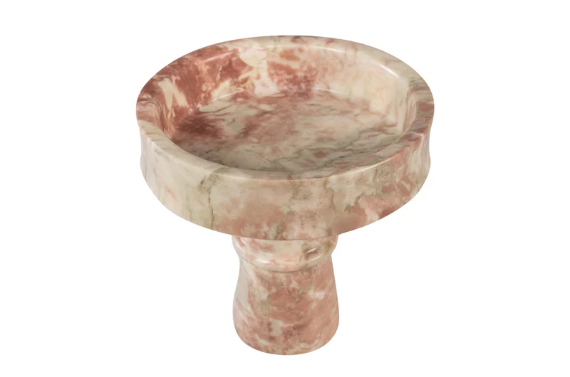 Bol sur pied en marbre rose en blanc 20cm Calista - Versmissen