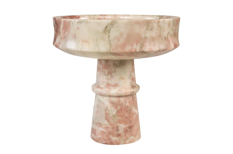 Bol sur pied en marbre rose en blanc 20cm Calista - Versmissen