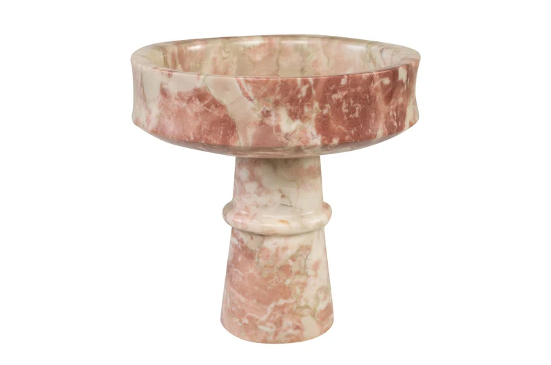 Bol sur pied en marbre rose en blanc 20cm Calista - Versmissen