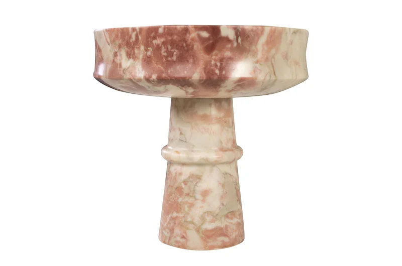 Bol sur pied en marbre rose en blanc 20cm Calista - Versmissen