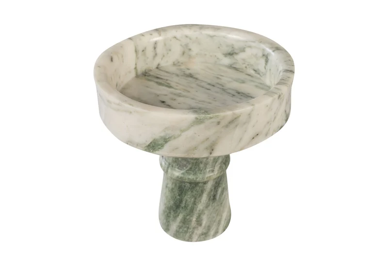 Bol sur pied en marbre vert en blanc 20cm Calista - Versmissen