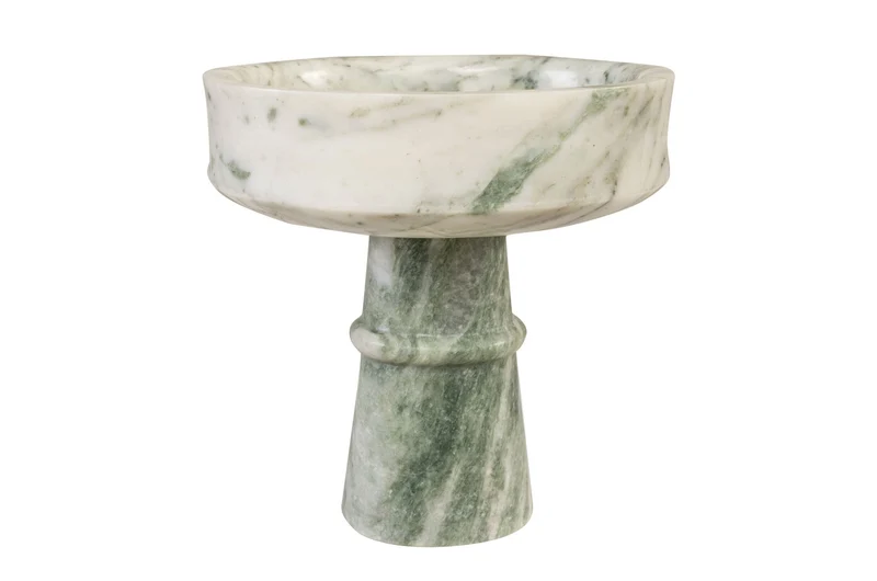 Bol sur pied en marbre vert en blanc 20cm Calista - Versmissen