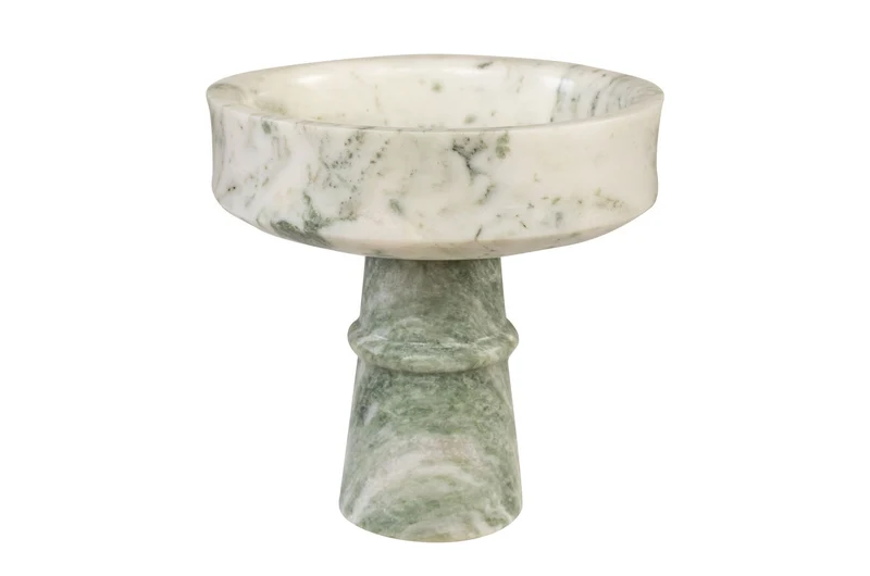 Bol sur pied en marbre vert en blanc 20cm Calista - Versmissen
