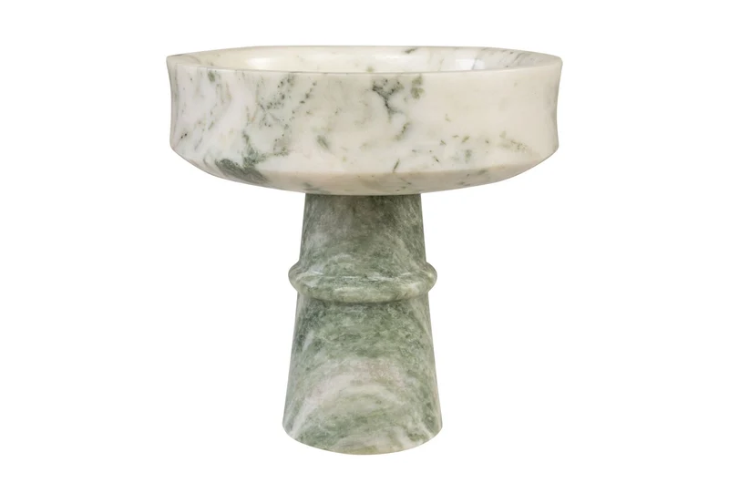 Bol sur pied en marbre vert en blanc 20cm Calista - Versmissen