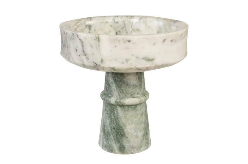Bol sur pied en marbre vert en blanc 20cm Calista - Versmissen
