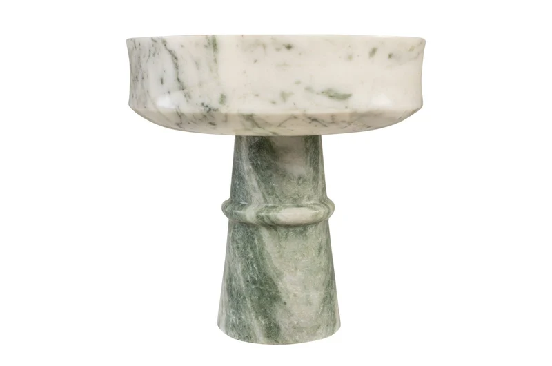 Bol sur pied en marbre vert en blanc 20cm Calista - Versmissen