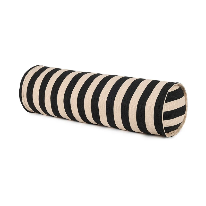 Coussin traversin en coton à rayures noir et beige 50 x 18 x 18 cm Vibes - Nobodinoz