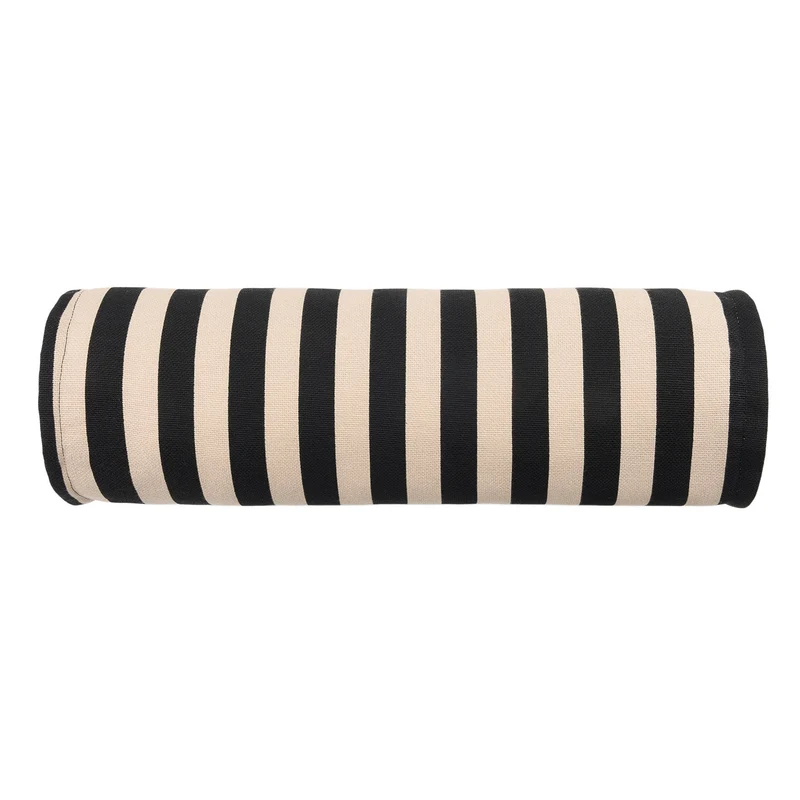 Coussin traversin en coton à rayures noir et beige 50 x 18 x 18 cm Vibes - Nobodinoz