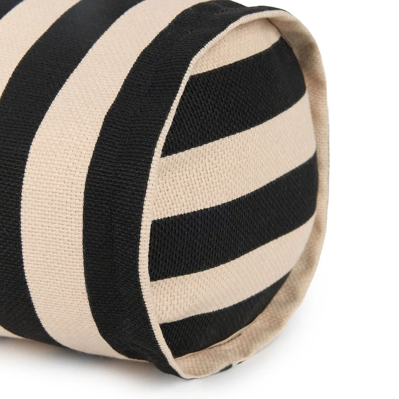 Coussin traversin en coton à rayures noir et beige 50 x 18 x 18 cm Vibes - Nobodinoz