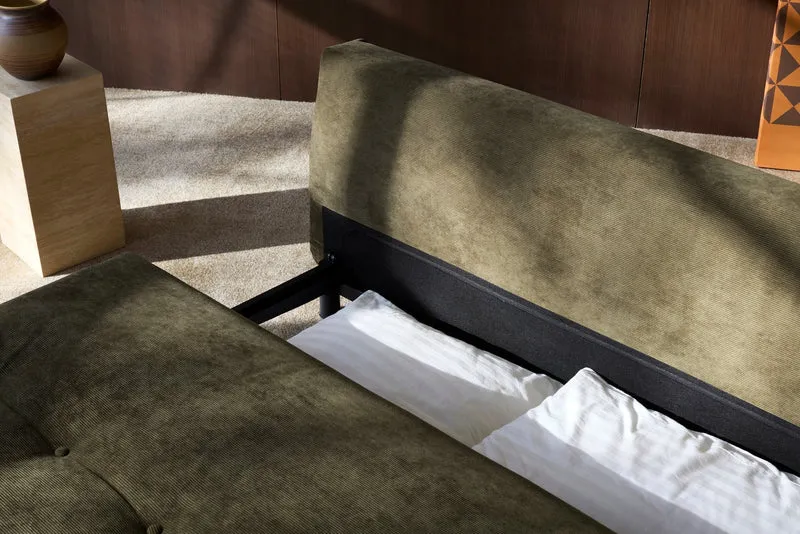 Canapé convertible en polyester recyclé gris, beige 200x108x79cm Nabli - Innovation living