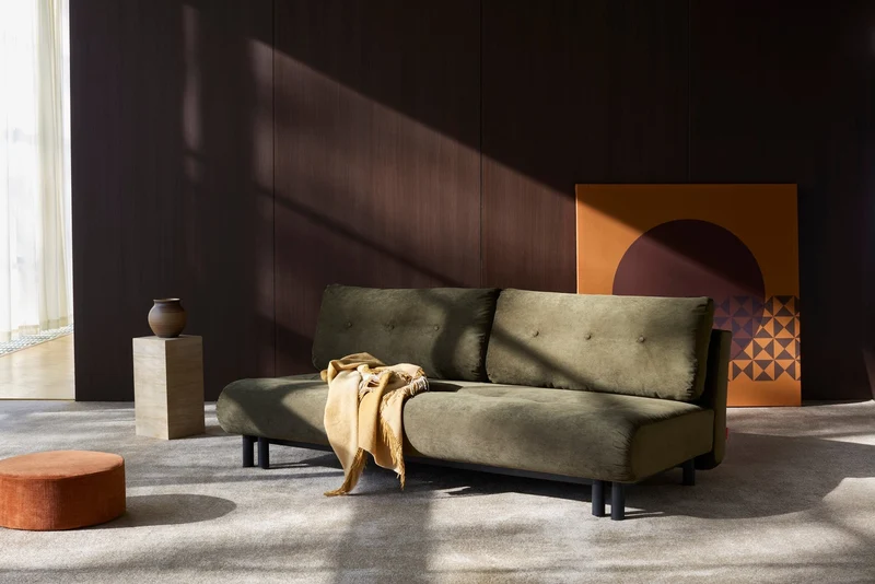 Canapé convertible en polyester recyclé kaki 200x108x79cm Nabli - Innovation living