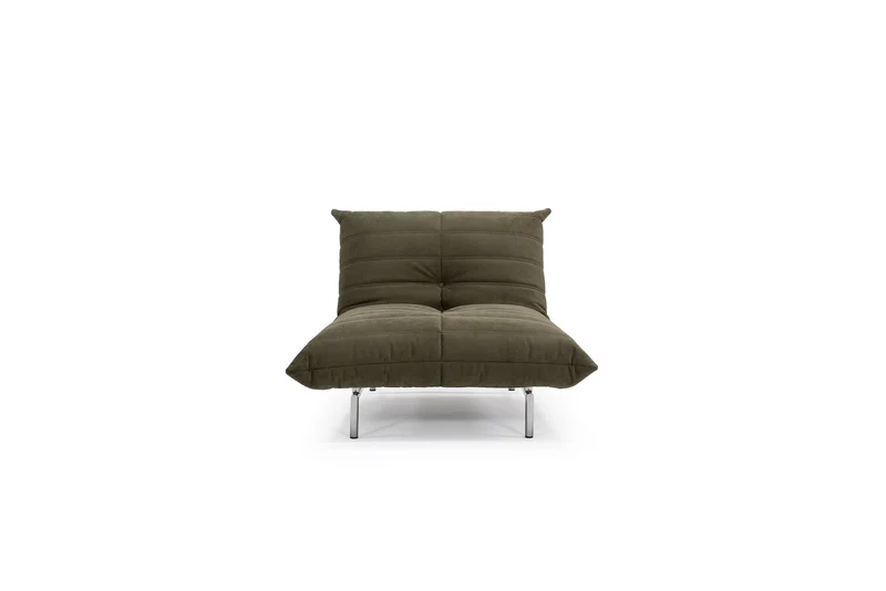 Fauteuil convertible en polyester recyclé kaki 101x96x81cm Mikunjo - Innovation living