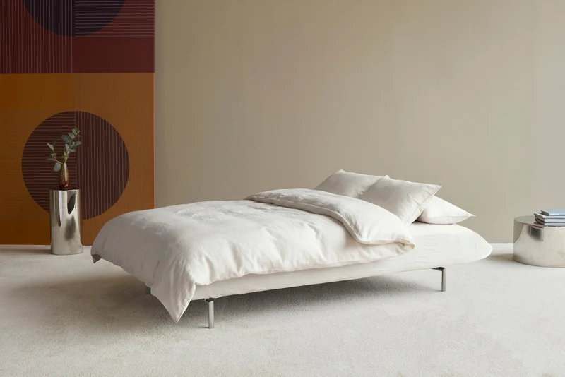 Canapé convertible en polyester recyclé gris 211x96x81cm Mikunjo - Inovation Living