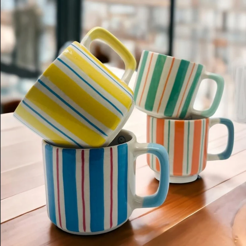 SMALL CERAMIC MUG - GREEN STRIPE