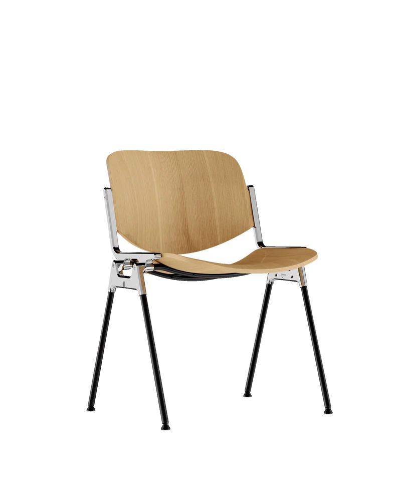 Chaise en hêtre plaqué et acier chromé DSC 106 - Anonima Castelli