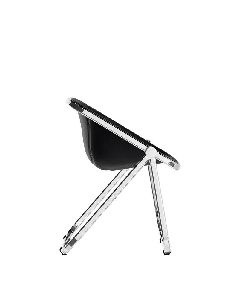Chaise pliante en cuir noir et acier chromé Plona - Anonima Castelli