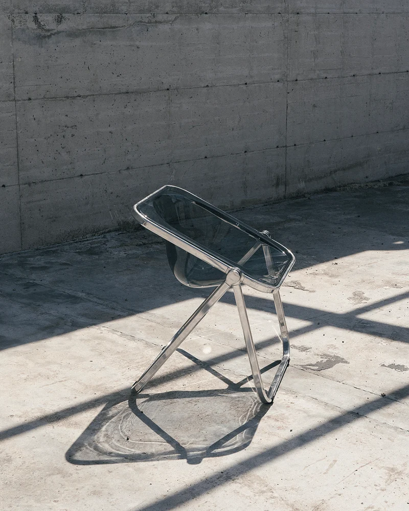 Chaise pliante transparente et acier chromé Plona - Anonima Castelli