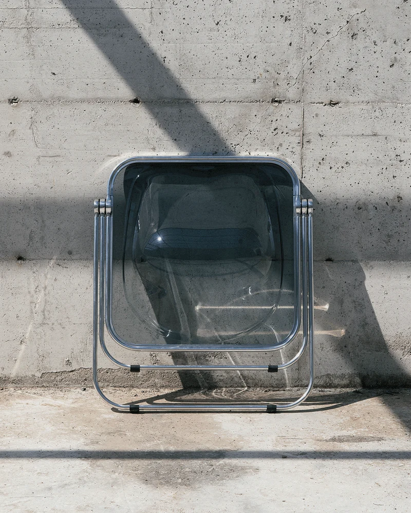 Chaise pliante transparente et acier chromé Plona - Anonima Castelli