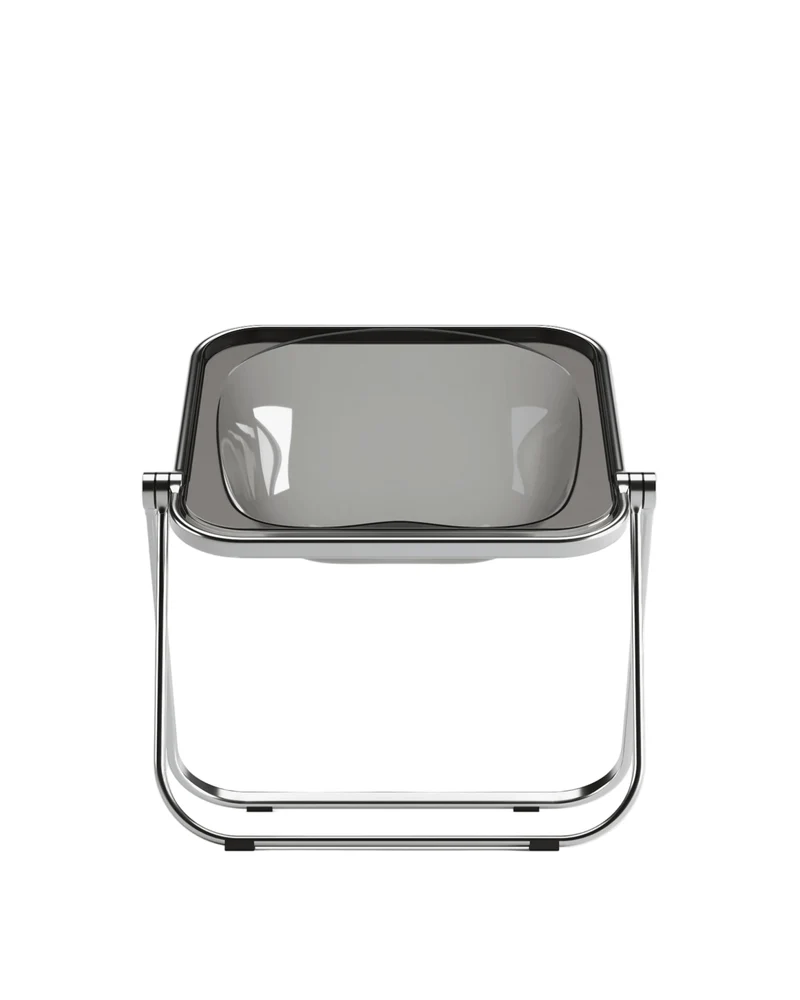 Chaise pliante noir fumé et acier chromé Plona - Anonima Castelli