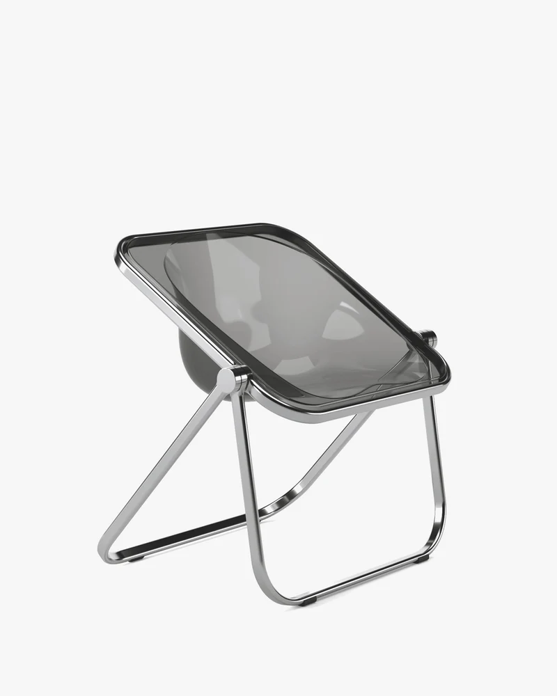 Chaise pliante noir fumé et acier chromé Plona - Anonima Castelli