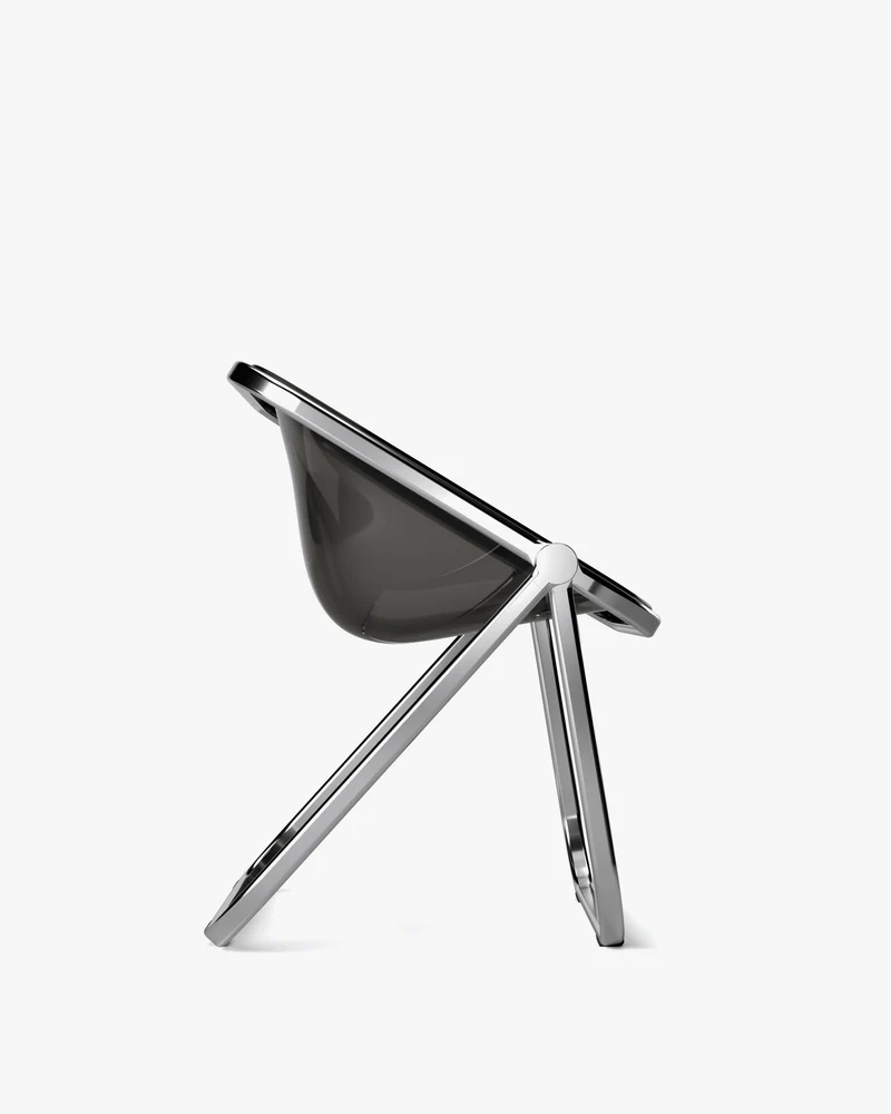 Chaise pliante noir fumé et acier chromé Plona - Anonima Castelli