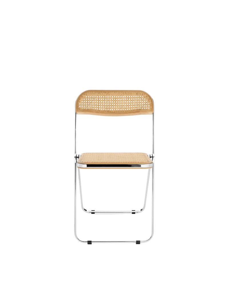 Chaise pliante en tresse de paille viennoise et acier chromé Plia - Anonima Castelli