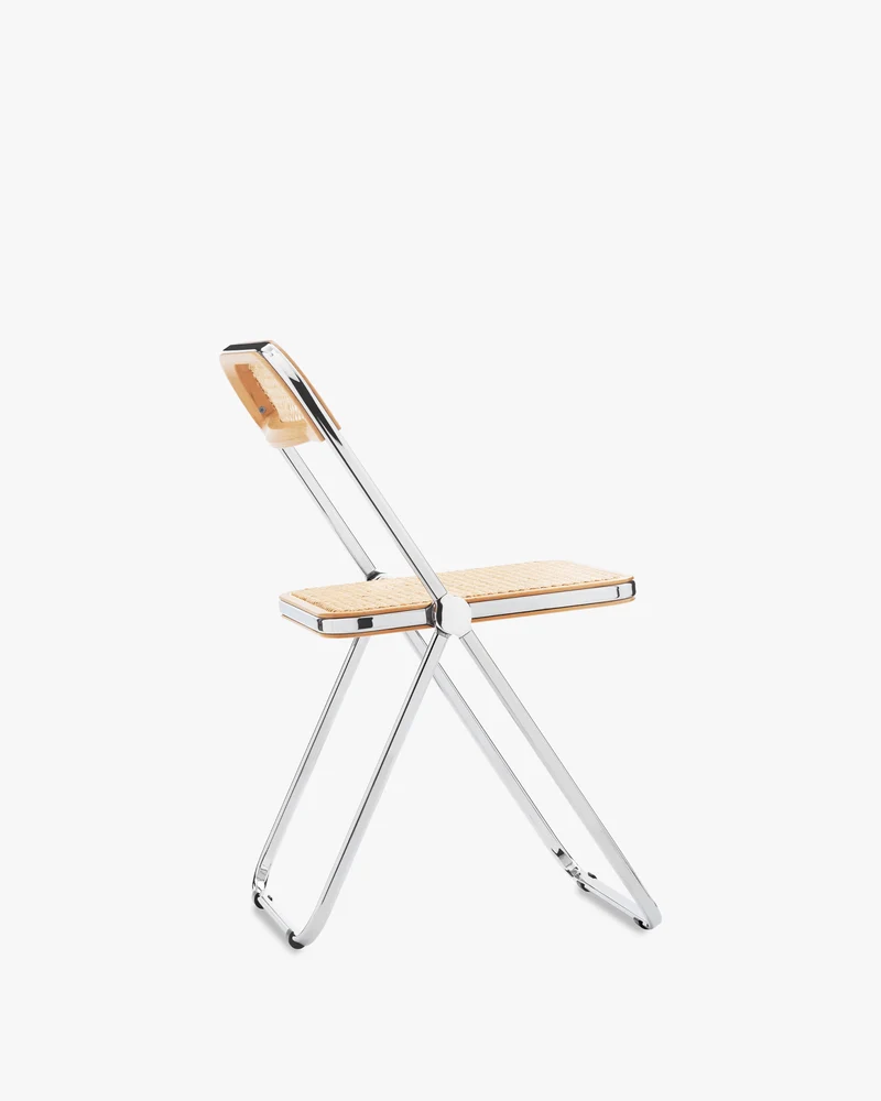 Chaise pliante en tresse de paille viennoise et acier chromé Plia - Anonima Castelli