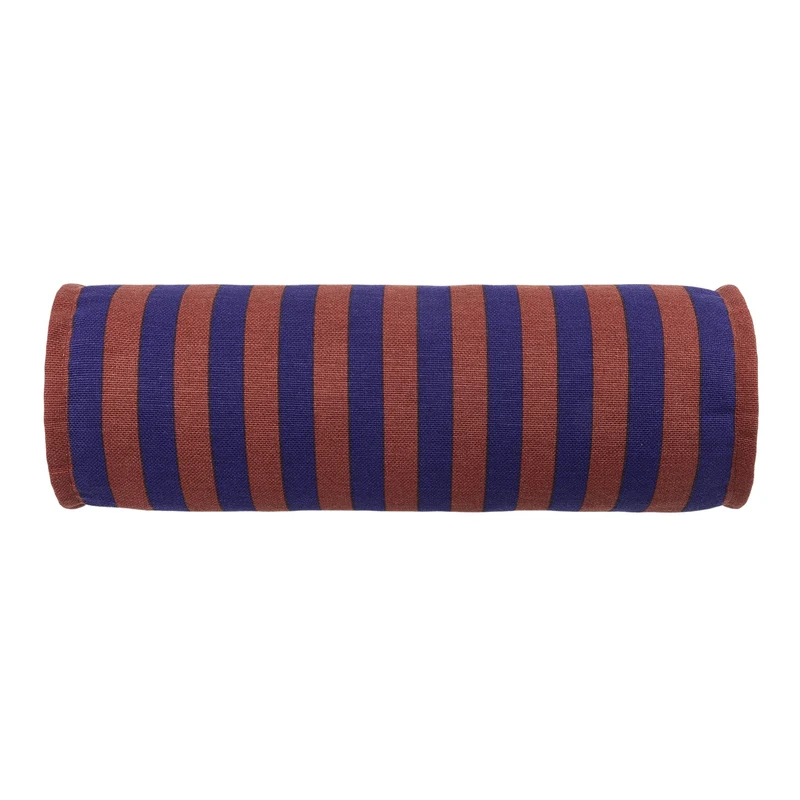 Coussin traversin en coton à rayures bordeaux et bleu foncé 50 x 18 x 18 cm Vibes - Nobodinoz