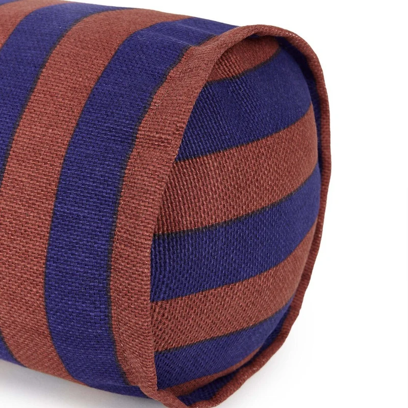 Coussin traversin en coton à rayures bordeaux et bleu foncé 50 x 18 x 18 cm Vibes - Nobodinoz