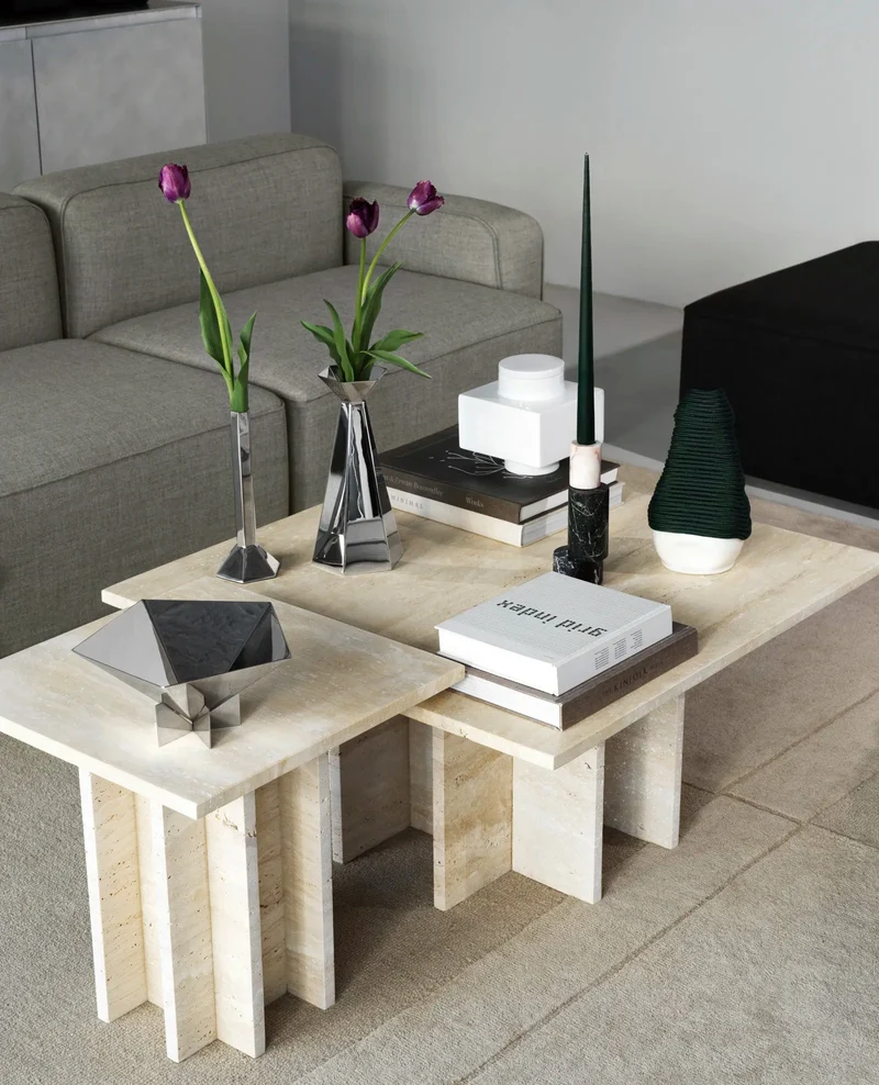 Bougeoir en marbre et acier bordeaux 7x20cm Blox - Normann Copenhagen