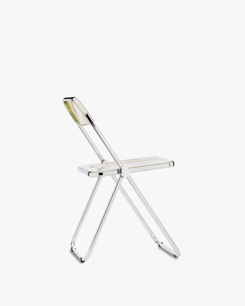 Chaise pliante jaune fumé et acier chromé Plia - Anonima Castelli