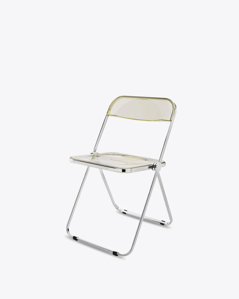 Chaise pliante jaune fumé et acier chromé Plia - Anonima Castelli