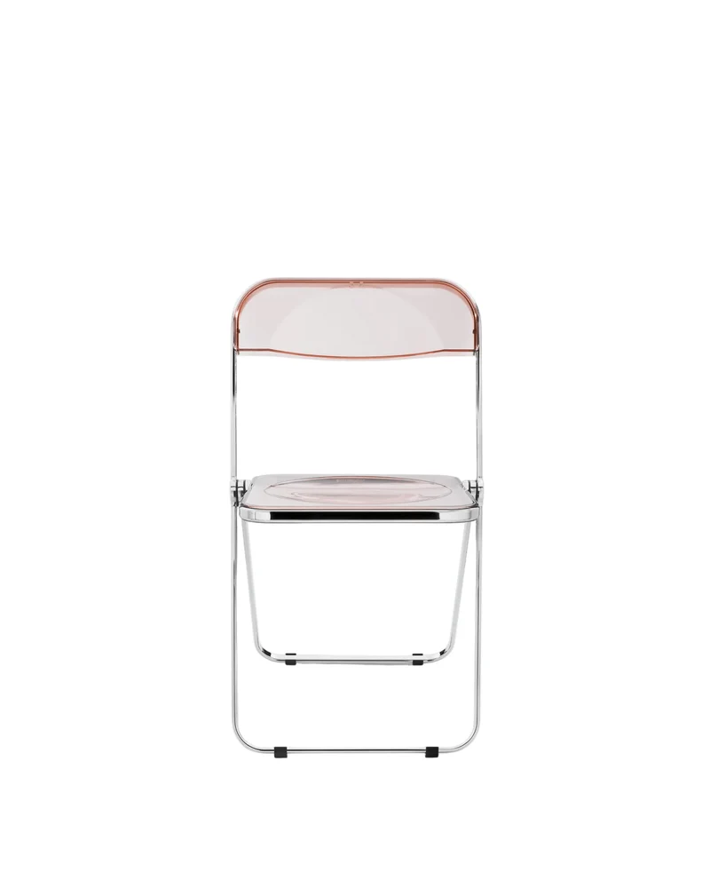 Chaise pliante rose fumé et acier chromé Plia - Anonima Castelli