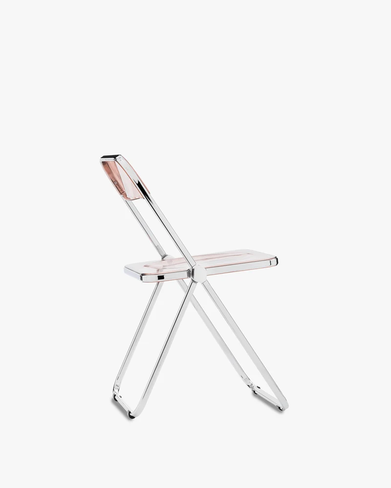 Chaise pliante rose fumé et acier chromé Plia - Anonima Castelli