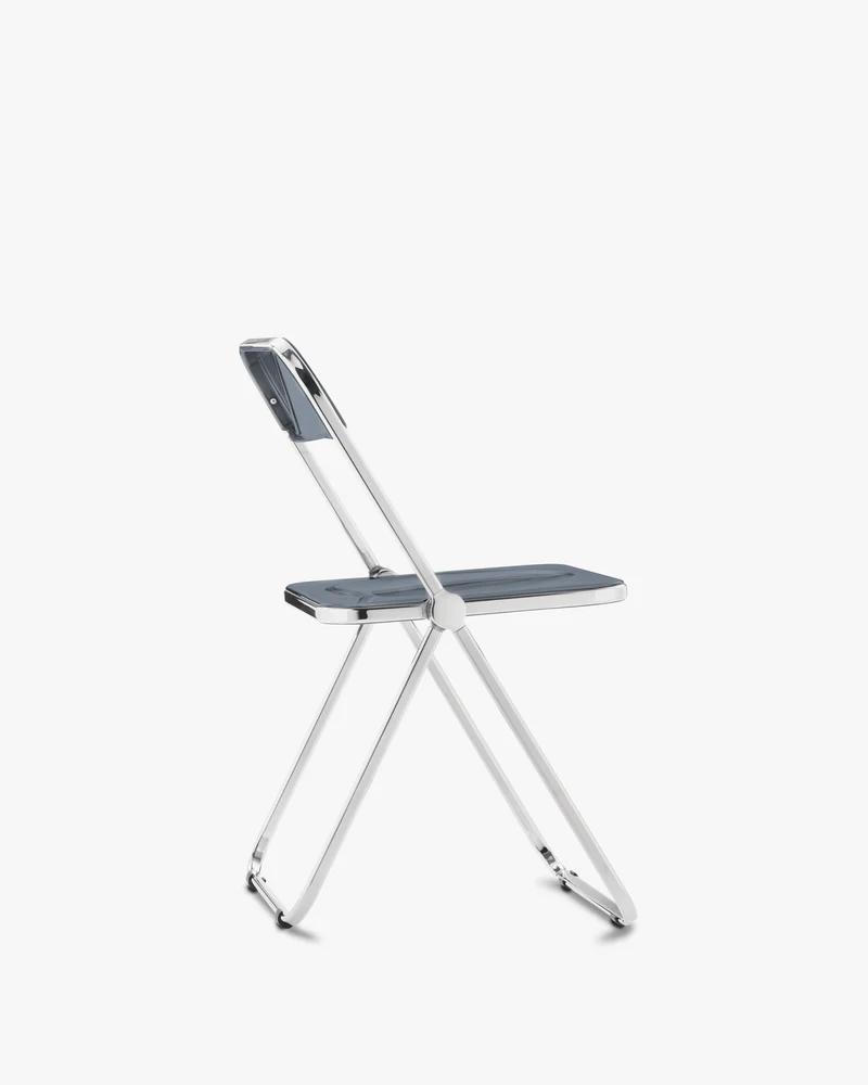 Chaise pliante noir fumé et acier chromé Plia - Anonima Castelli
