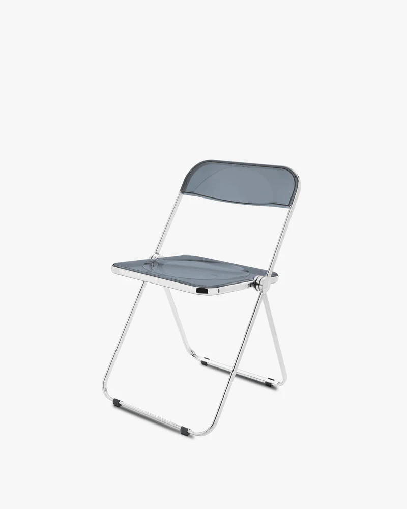 Chaise pliante noir fumé et acier chromé Plia - Anonima Castelli