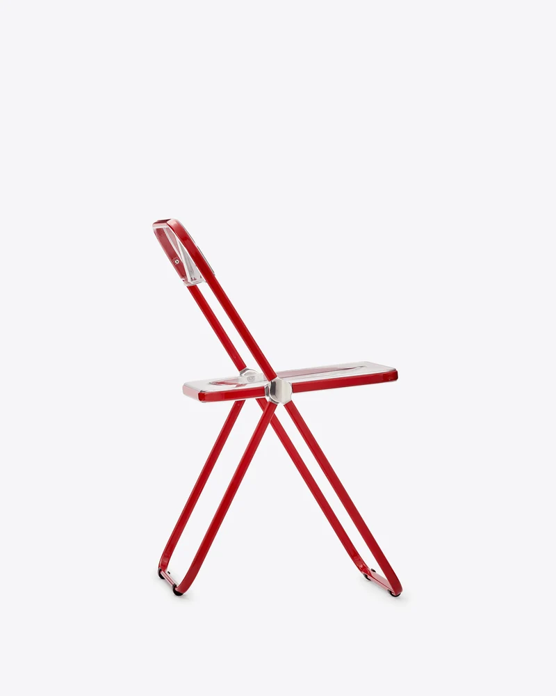 Chaise pliante transparente et acier rouge Plia - Anonima Castelli