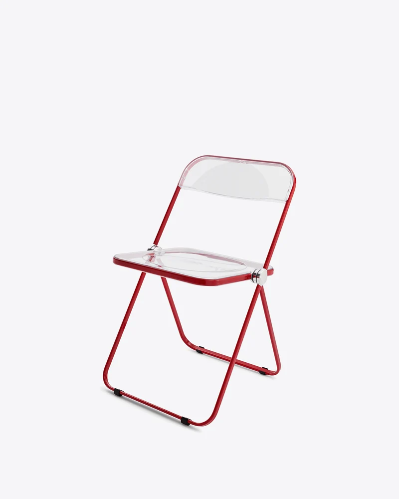 Chaise pliante transparente et acier rouge Plia - Anonima Castelli